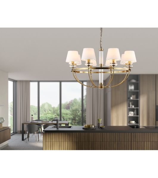 Люстра Ambrella light LH71253/8 BS/WH латунь/белый E14/8 max 40W D870*990