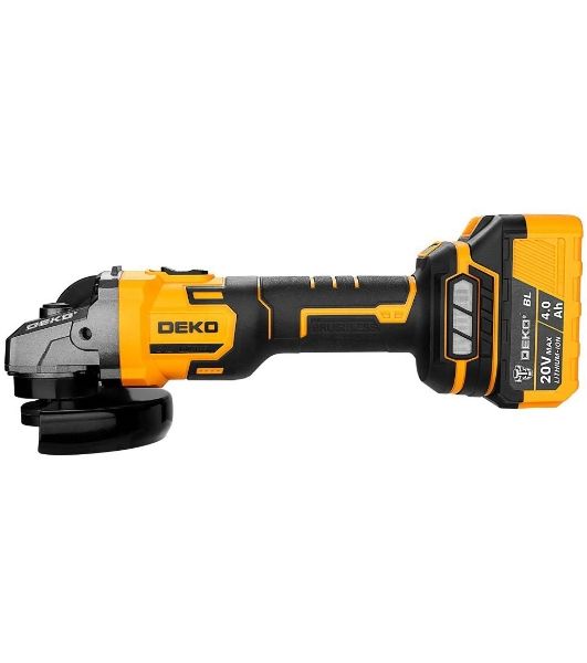 Угловая шлифовальная машина бесщеточная DEKO DKAG-125, 20В, 1*4.0А·ч