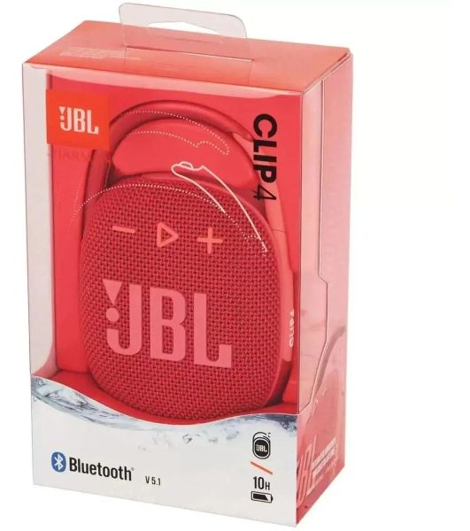 Колонка портативная JBL Clip 4 красный 5W 1.0 BT 15м 500mAh (JBLCLIP4REDAM)