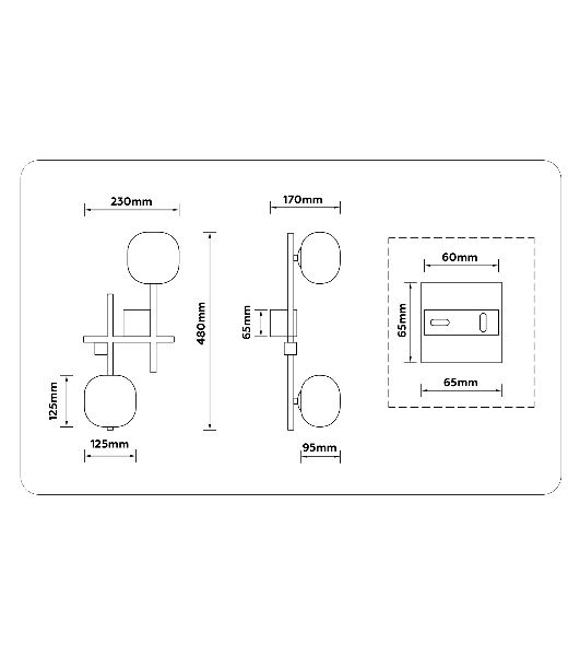 Настенный светильник Ambrella light LH51019/2 BK/BS/FR черный/латунь/белый матовый G9*2 max 28W 230*170*480