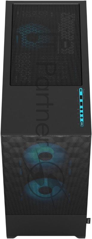 Компьютерный корпус без блока питания Fractal Design Pop Air RGb Cyan Core TG Clear Tint, Midi-Tower, 3x120мм RGb, 2xUSB-A 3.2 ATX, mATX, mITX черный/циан