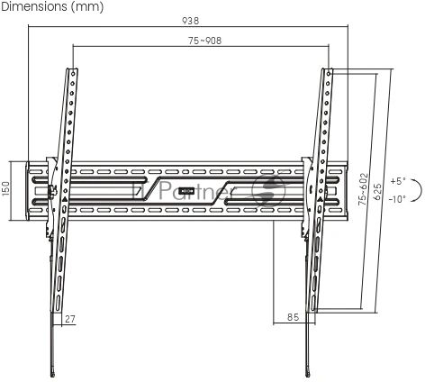 Кронштейн для телевизора Ultramounts UM850T черный 43"-100" макс.75кг настенный наклон