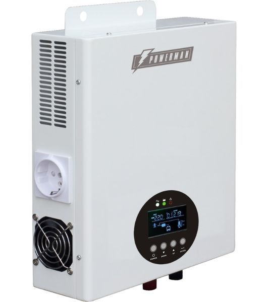 Источник бесперебойного питания ИБП POWERMAN Smart 800 HYBRID, линейно-интерактивный, 800ВА/480Вт, 165-265В, 2 евророзетки, внешняя свинцово-кислотная (AGM, GEL, FB) или LiFePO4 батарея на 12В емкостью от 55Ач (не входит в комплект поставки), ток заряда д