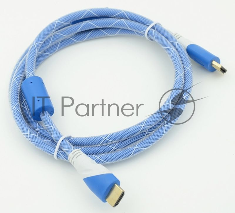 Кабель HDMI Ver.1.4 синий/белый jack HDMI19 (m)/HDMI19 (m) 1.8м феррит.кольца позолоченные контакты