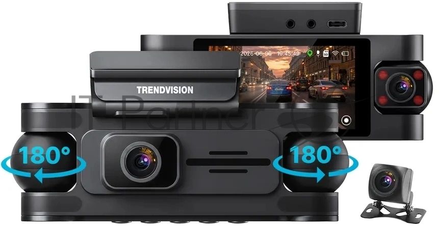 Видеорегистратор TrendVision Proof 360 GPS Ultra черный 2Mpix 2160x3840 2160p 150гр. GPS SigmaStar SSC8838G
