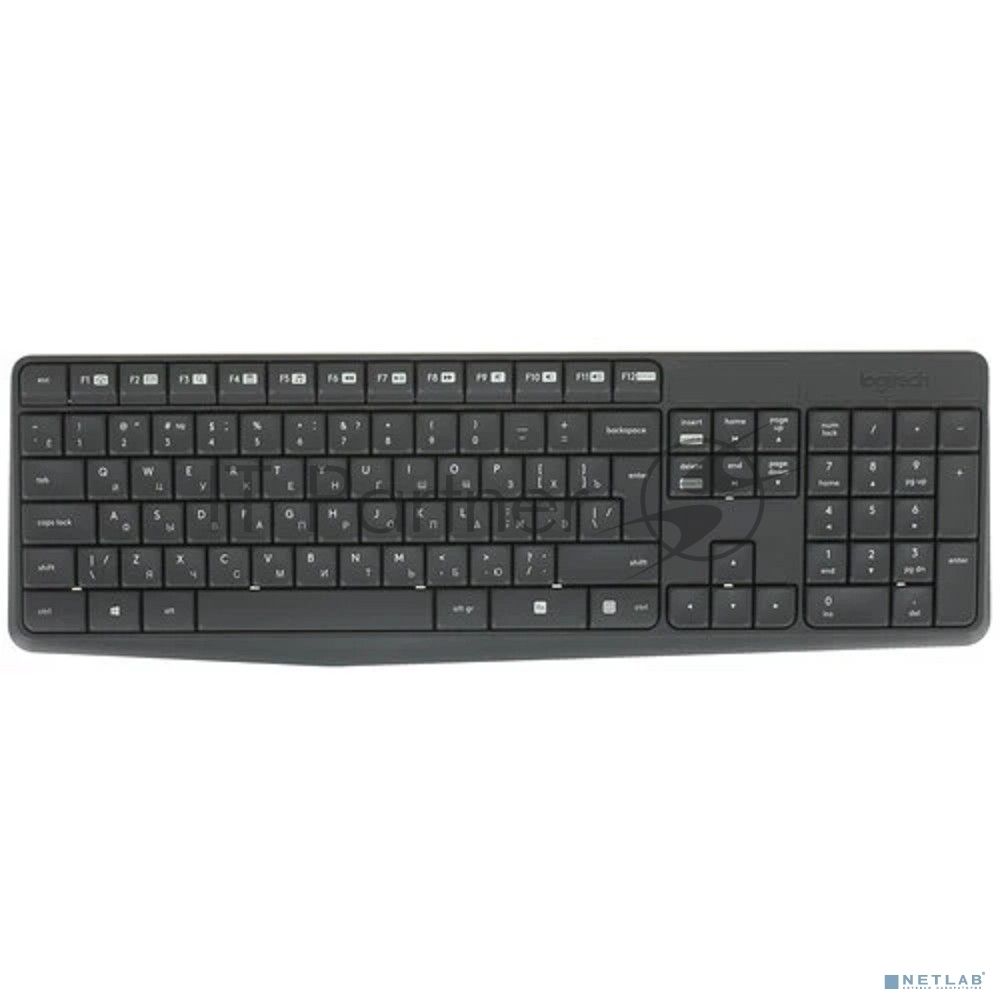 Комплект клавиатура+мышь Logitech MK235 беспроводной, USB, 1000 DPI, серый ( неоригинальная гравировка)