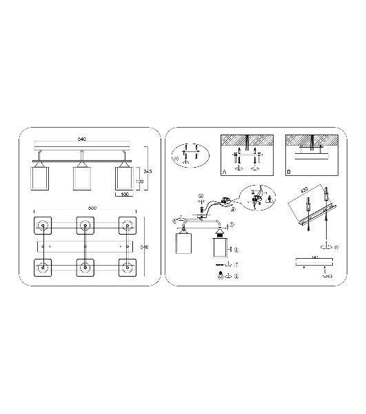 Светильник Ambrella light TR3033247/6 WH/WD белый/дерево E27/6 max 60W 580*340*245