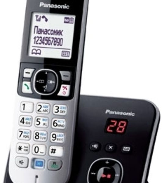Телефон беспроводной (DECT) Panasonic KX-TG6821RUB черный, автоответчик,определитель номера,телефонный справочник 120 зап.