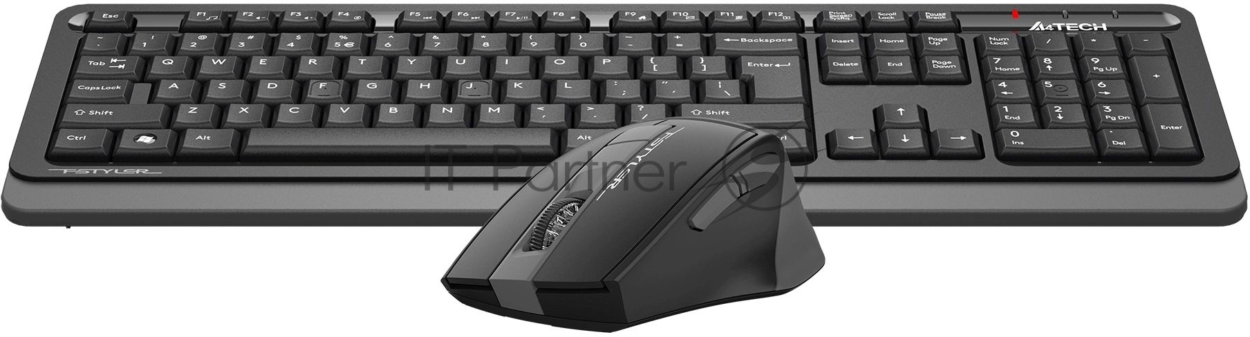 Комплект клавиатура+мышь A4Tech FStyler FG1035 беспроводной, USB, 2000 DPI, чёрный/серый