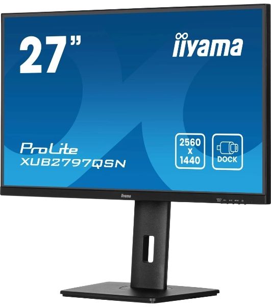 Монитор 27" Iiyama ProLite XUB2797QSN-B2 IPS 2560x1440, 100 Гц, 1 мс, 16:9, 300 кд/м², HDMI 2.0, DP 1.4, 3.5 Jack, USB-C (65 Вт), USB Hub (3x USB 3.0), Ethernet, динамики (2x2 Вт), Adaptive-Sync, черный