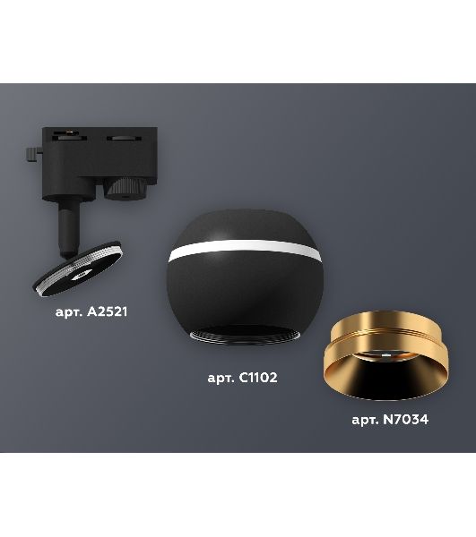 Светильник Ambrella light XT1102005 SBK/PYG черный песок/золото желтое полированное GU5.3 LED 3W 4200K (A2521, C1102, N7034)