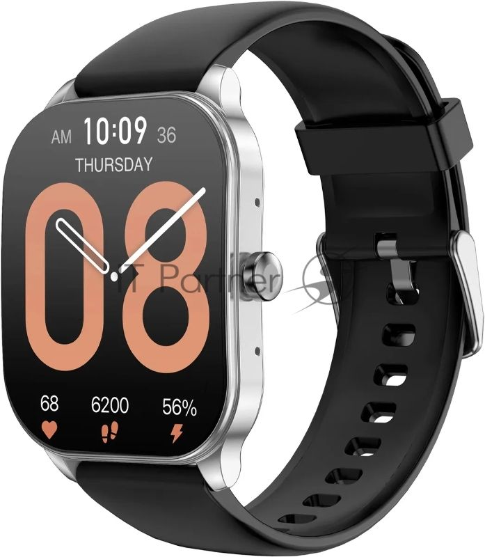 Смарт-часы Amazfit Pop 3S A2318 1.96" AMOLED корп.серебристый рем.черный (1746287)