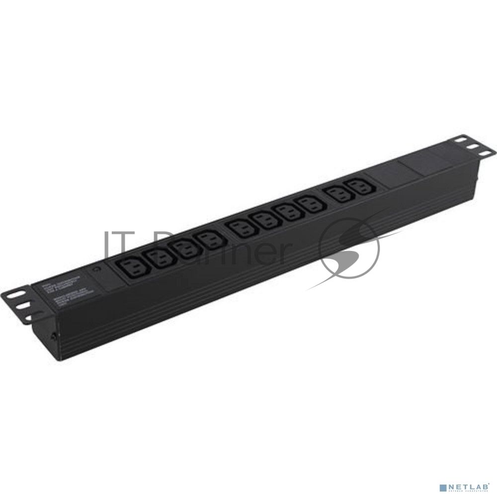Блок розеток горизонтальный ExeGate ServerPro PDU-19H003 Al-10C13-C14, 19", 1U, Алюминий, 10 IEC 320 C13, С14, черный