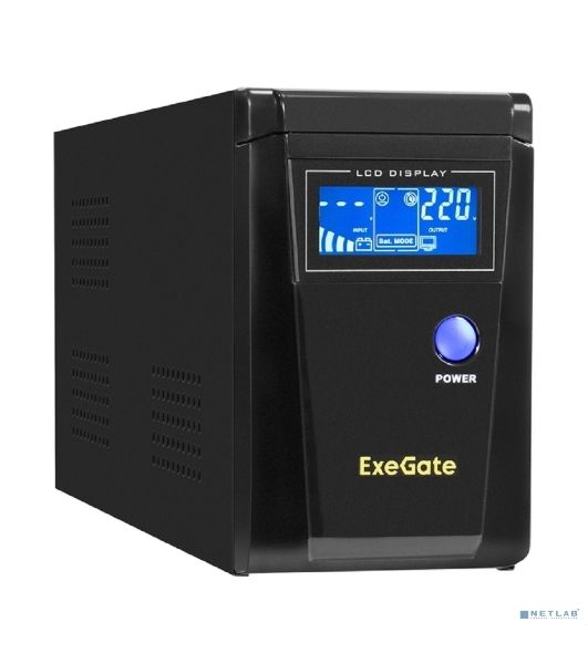 Источник бесперебойного питания (инвертор, синус, для котла) ExeGate SineTower SN-600.LCD.AVR.2SH 600VA/360W, чистая синусоида, LCD дисплей, AVR, 2*Schuko, линейно-интерактивный, черный