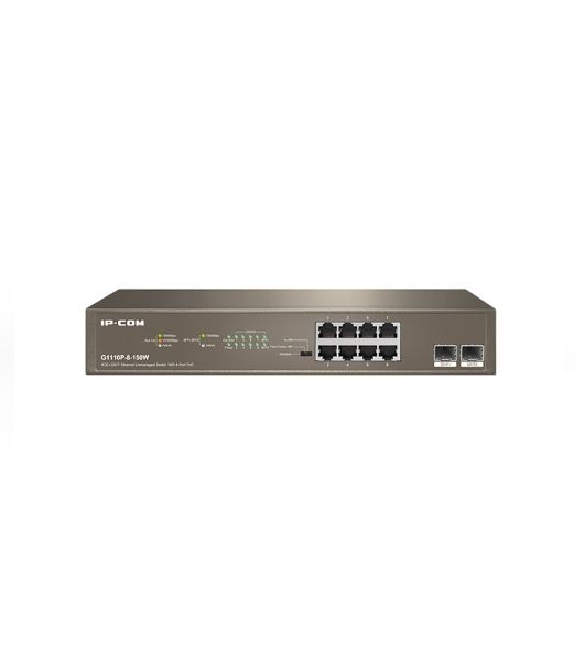 Коммутатор неуправляемый IP-COM G1110P-8-150W Ethernet 8GE+2SFP С 8-Портовым PoE