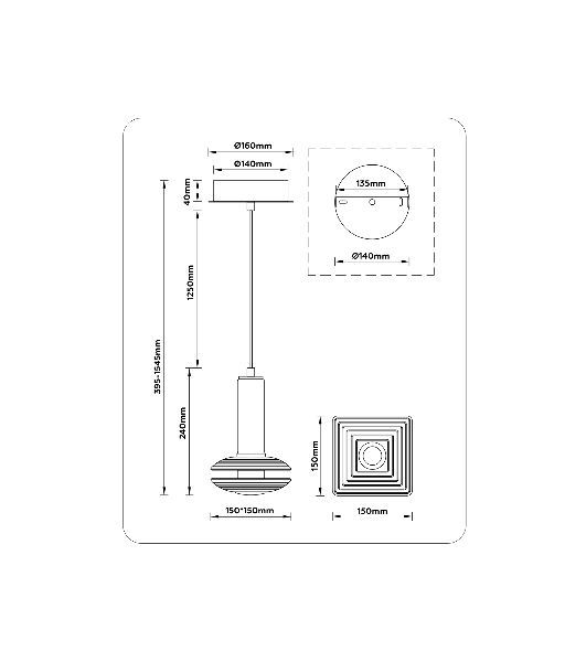 Подвесной светодиодный светильник Ambrella light LH31001 BS/TI латунь/янтарь 10W 3000K 150*150*240