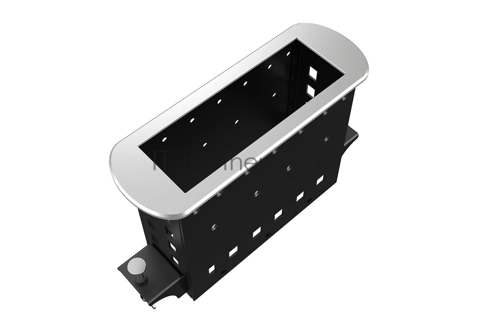 Прямоугольный металлический корпус Wize Pro WRTS-M-6BOX-S серия M, для модульной системы врезного лючка в стол без крышки для установки до 6 модулей-вставок серии М, серебристый
