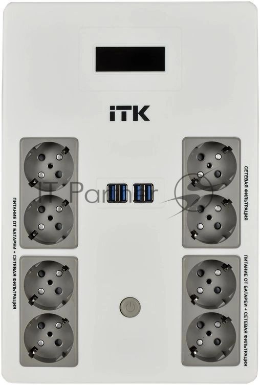 Источник бесперебойного питания ITK Electra EST8-1000VA-1-001 / 1000 ВА / 600 Вт  / 8 x CEE 7 (евророзетка)