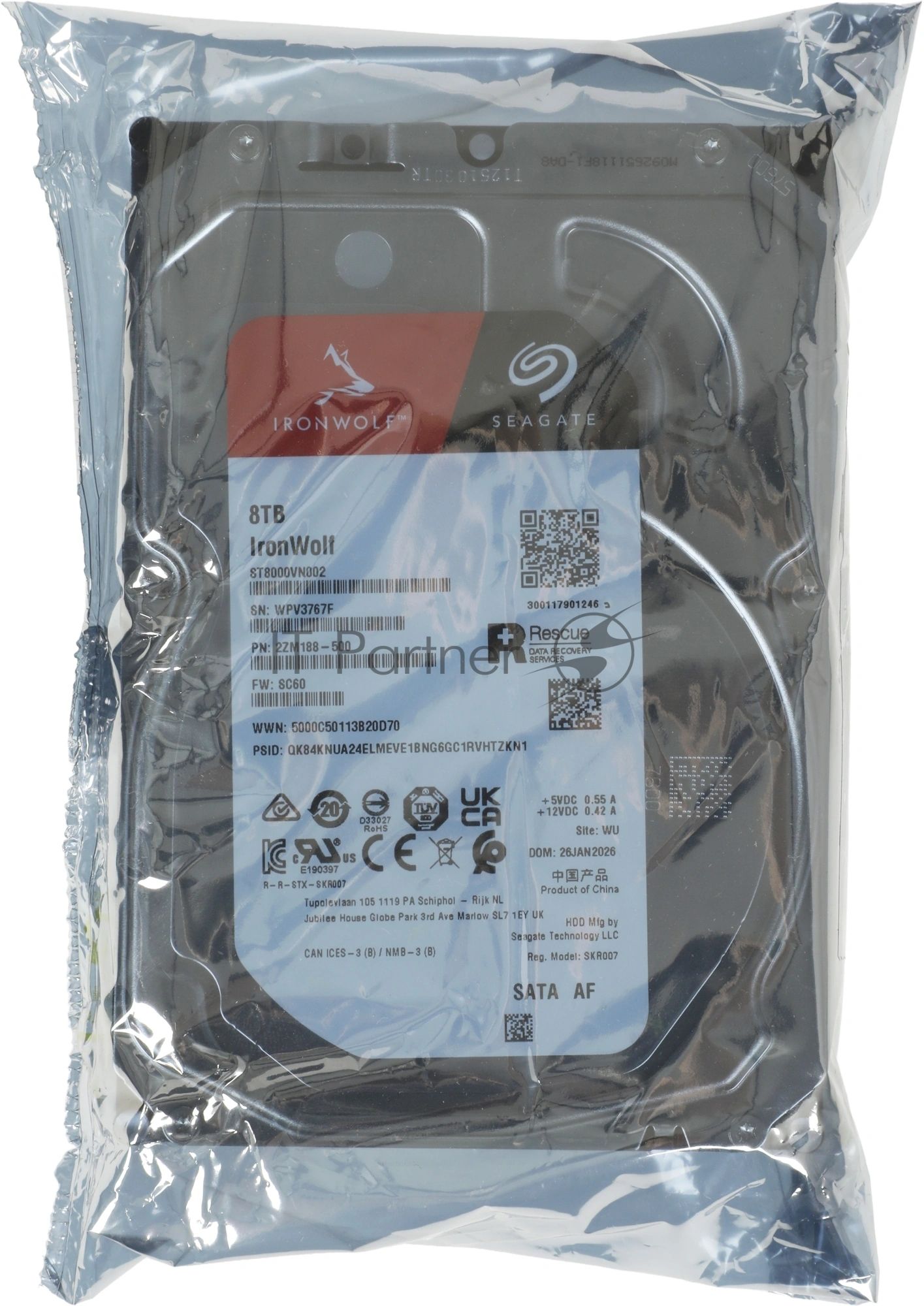 Жесткий диск HDD Seagate IronWolf 8Tb 5400rpm SATA 256Mb 3.5"