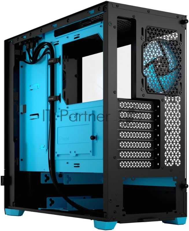 Компьютерный корпус без блока питания Fractal Design Pop Air RGb Cyan Core TG Clear Tint, Midi-Tower, 3x120мм RGb, 2xUSB-A 3.2 ATX, mATX, mITX черный/циан