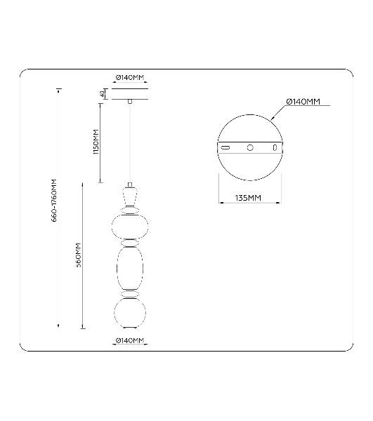 Светильник Ambrella light LH53142 BK/WH черный/белый 15W 3000K D140*1760