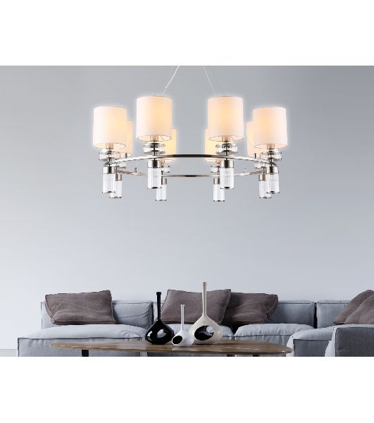 Люстра Ambrella light LH71293/8 SN/WH никель/белый E14/8 max 40W D830*780