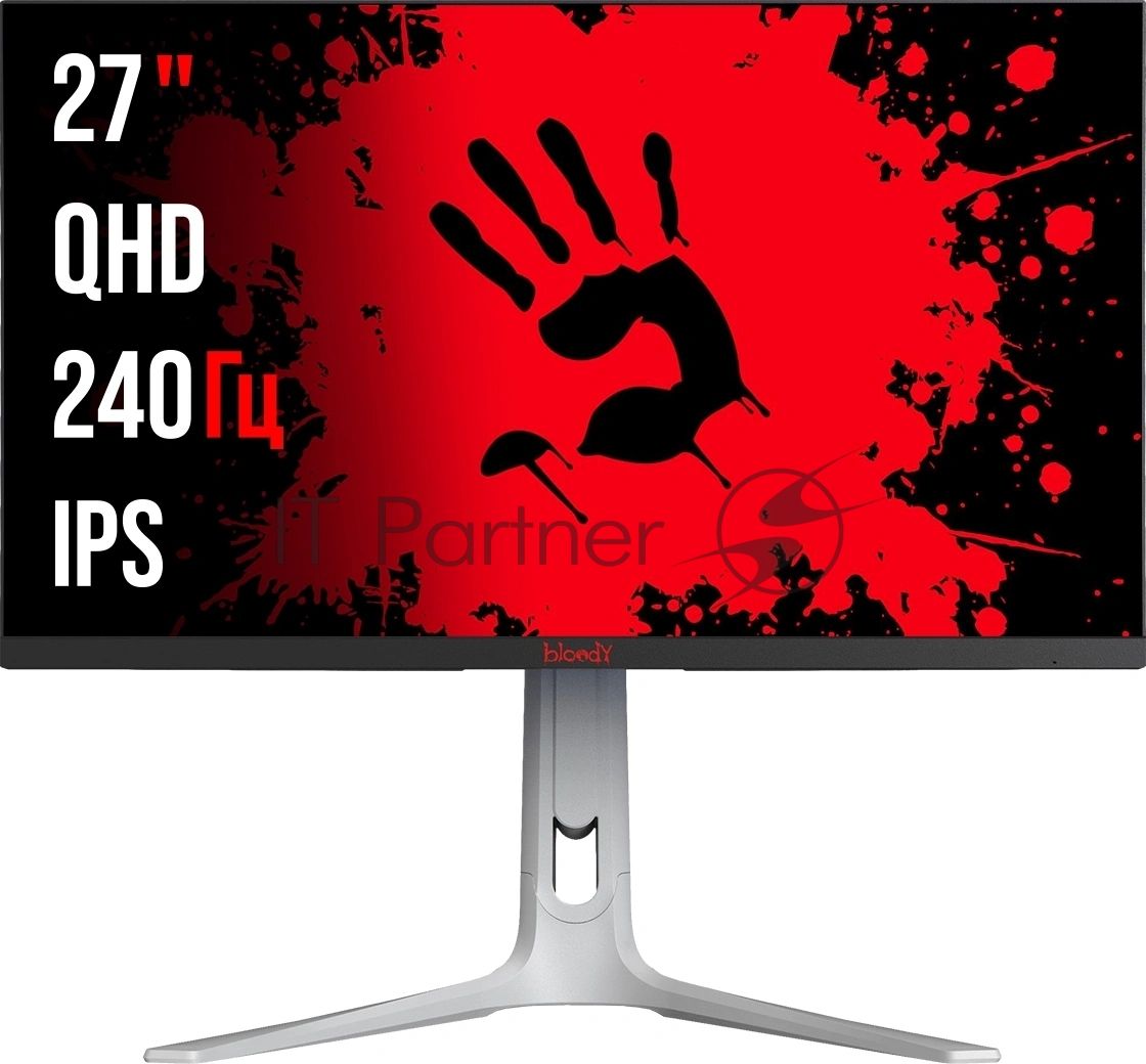 Монитор 27" BLOODY MN272Q IPS 2560x1440, 240 Гц, 5 мс, 16:9, 400 кд/м², 2xHDMI, 2xDisplayPort, трехсторонний безрамочный дизайн, Flicker Free, Low Blue Light, HDR10, темно-серый
