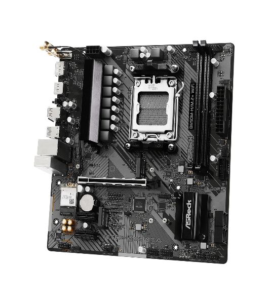 Материнская плата ASRock B650M-H/M.2+ WiFi, AM5, AMD B650, 2xDDR5, 4xSATA, 2xM.2, 1xPCIe 4.0 x16, 2xPCIe 4.0 x1, 1xHDMI, 1xDP, 1x1Gb LAN, Wi-Fi 5, Bluetooth 5.0, 1xUSB-C 5Gbps, 3xUSB-A 5Gbps, 2xUSB-A 2.0, 3x3.5 мм, 7.1, mATX