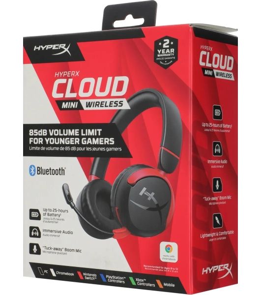 Гарнитура HyperX Cloud Mini чёрный, беспроводная + проводная, Bluetooth, до 25 ч