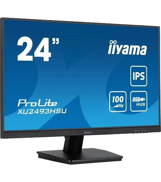 Монитор 23.8" Iiyama ProLite XU2493HSU-B7 IPS 1920x1080, 100 Гц, 1 мс, 16:9, 300 кд/м², HDMI 1.4, DP 1.2, 3.5 Jack, USB Hub (2x USB 2.0), динамики (2x2 Вт), Adaptive-Sync, черный