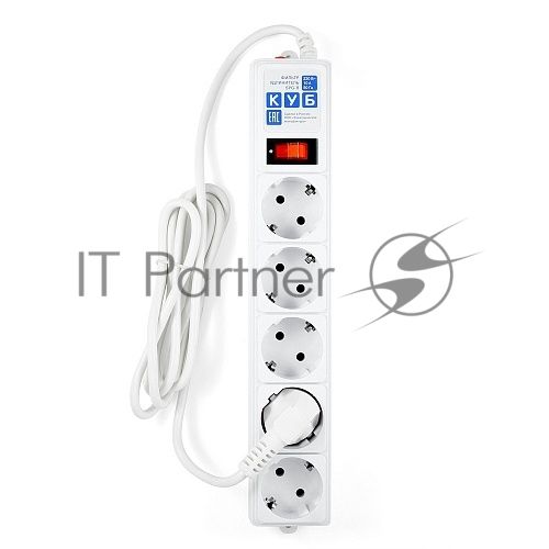 Фильтр-удлинитель Power Cube B 1,9 м 5 розеток (белый) 10А/2,2кВт
