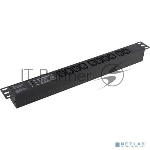 Блок розеток горизонтальный ExeGate ServerPro PDU-19H004 Al-10C13-C14-SPD3, 19", 1U, Алюминий, 10 IEC 320 C13, С14, SDP3, черный