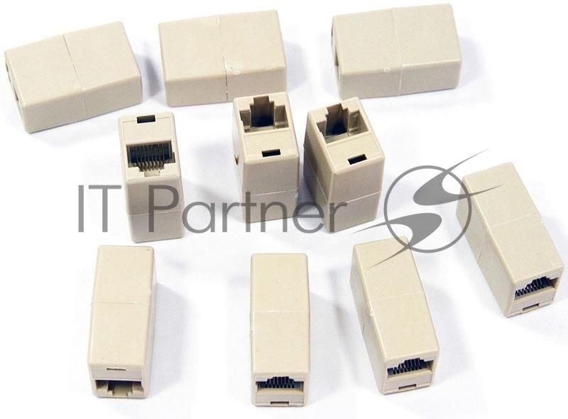 Проходной адаптер RJ45 cat.5e VCOM соединительный RJ-45/RJ-45(10 шт. в уп-ке), блистер