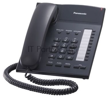 Телефон проводной Panasonic KX-TS2382RUB черный индикатор вызова,повторный набор последнего номера,4 уровня громкости звонка