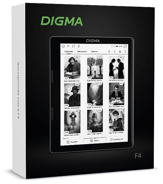 Электронная книга Digma F4 5.83" E-ink HD Carta 680x920 Touch Screen 1.2Ghz 1Gb/8Gb/SD/microSDHC/подсветка дисплея черный