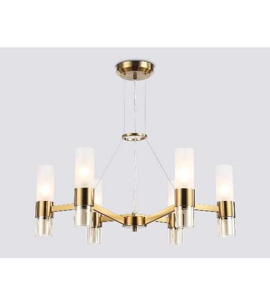 Люстра Ambrella light LH55114/6 BS/FR/TI латунь/белый матовый/янтарь E14*6 max 40W D650*1080