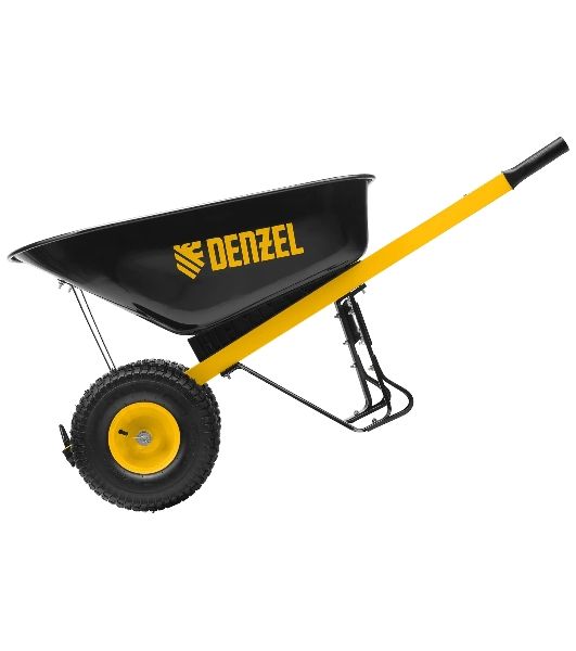 Тачка строительная Denzel усиленная, объем 140 л, 250 кг, двухколесная, колесо 15х6.00-6