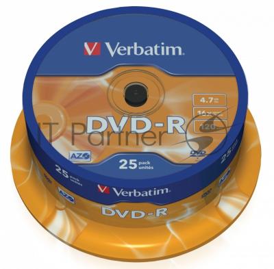 Диск DVD-R Verbatim 4.7Gb 16x Cake Box (25шт) (43522)