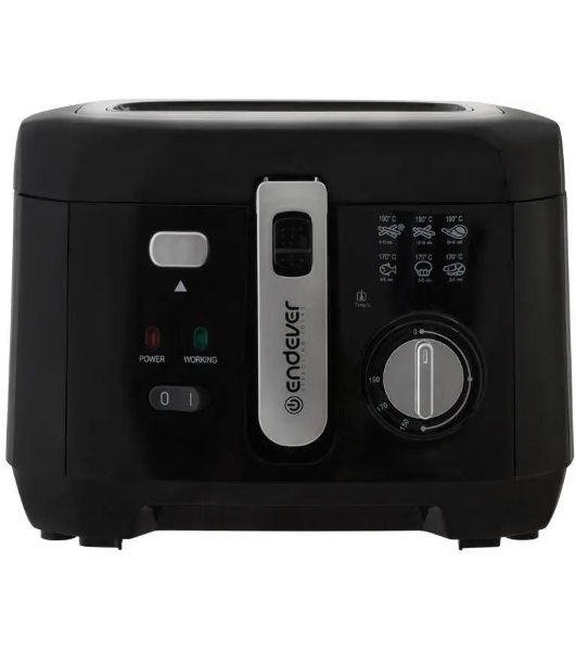 Фритюрница Endever Skyline FR-114 черный/стальной, 2000 Вт, 2.5 л, съёмная чаша