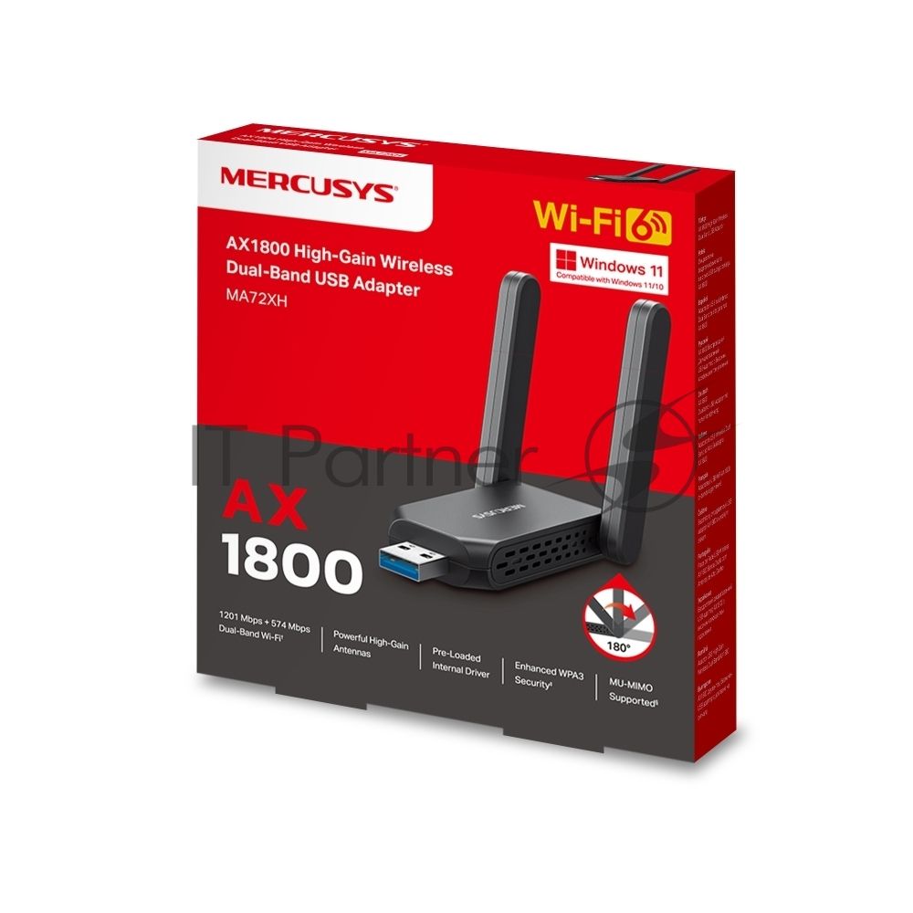 Адаптер Выскокго усиления Wi-Fi USB Mercusys MA72XH