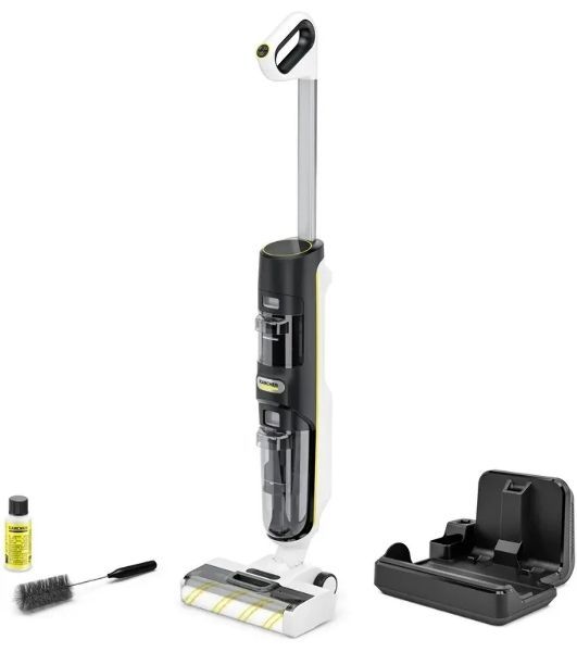 Пылесос вертикальный моющий Karcher FCV 4 Dry белый/черный, питание от аккумулятора, 180 Вт, уборка влажная/сухая, пылесборник 0.45 л