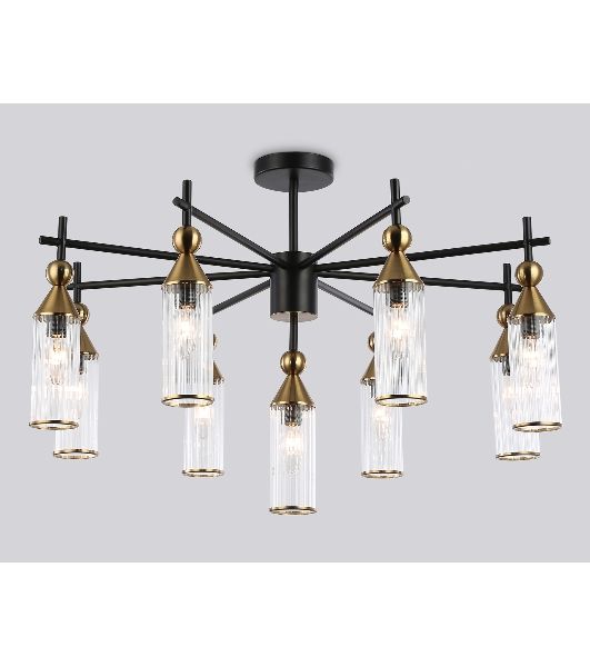 Люстра Ambrella light LH55258/9 BK/BS/CL черный/латунь/прозрачный E14*9 max 40W D770*530