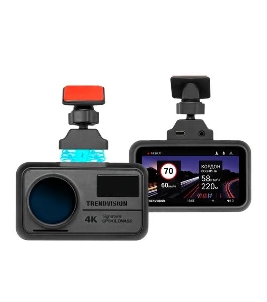 Видеорегистратор TrendVision TDR-725 Real 4K 2CH, 3840x2160, 3", с камерой заднего вида, GPS/ГЛОНАСС, Wi-Fi, G-сенсор, датчик движения, GPS-информатор