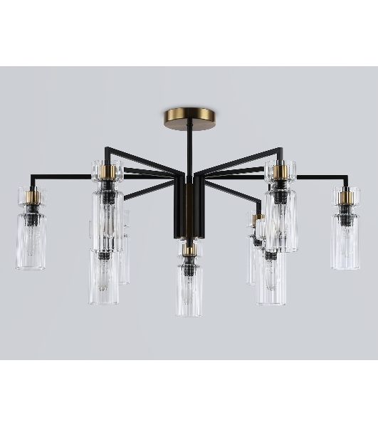 Люстра Ambrella light LH56117/9 BK/BS/CL черный/латунь/прозрачный E14*9 max 40W D765*440