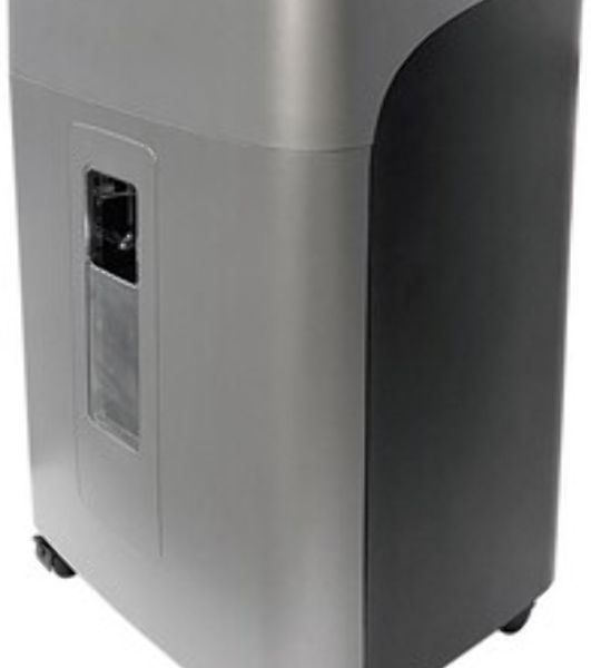 Шредер Office Kit SA375 серый/черный с автоподачей (секр.P-4) фрагменты 375лист. 42лтр. скрепки скобы пл.карты CD