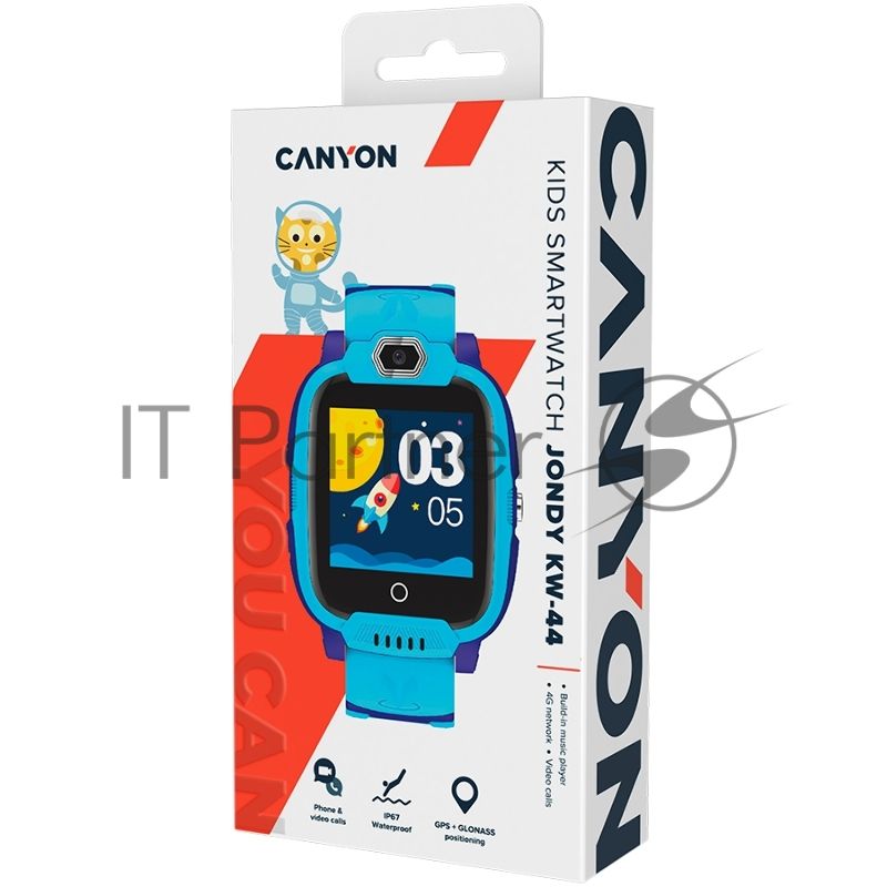 Смарт-часы CANYON Jondy KW-44, 1.44''IPS 240*240, ASR3603S, Nano SIM, 192+128MB+512MB TF Card синий