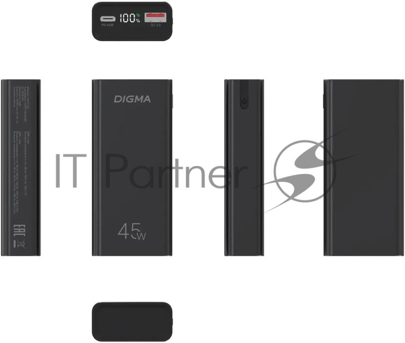 Портативный аккумулятор Digma DGPF10E 10000mAh QC3.0/PD3.0 45W 4.5A USB-A/USB-C черный