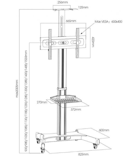 Подставка для телевизора Arm Media PT-STAND-11 черный 32"-65" макс.40кг напольный фиксированный