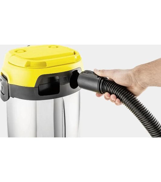 Строительный пылесос Karcher WD 2 Plus S V-15/4/18 желтый, 1000 Вт, уборка сухая/сбор воды, пылесборник мешок/контейнер, 15 л