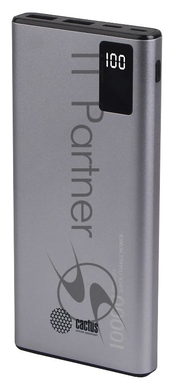 Портативный аккумулятор Cactus CS-PBFSLT-10000 10000mAh 3A 2xUSB серый